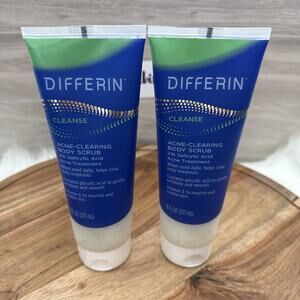Differin Cleanse Acne Clearing Lot of 2 -Body Scrub with 2% Salycylic Acid 8 oz